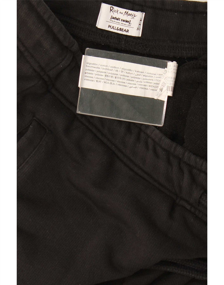 Pull & Bear Mens Rick e Morty Calça de treino Joggers médio preto
