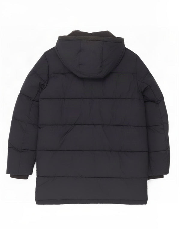 Jaqueta masculina acolchoada com capuz Tommy Hilfiger Reino Unido 38 poliéster azul marinho médio