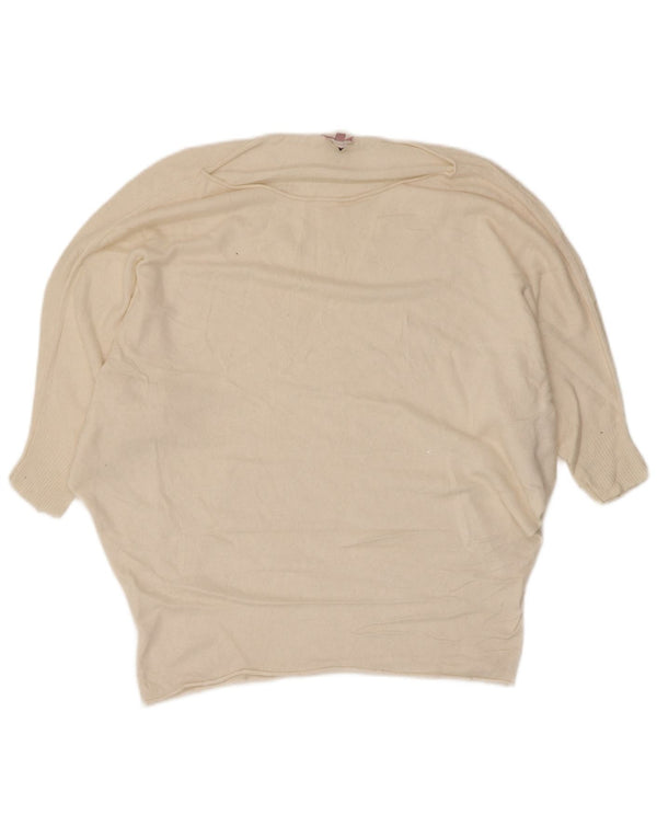 Suéter feminino Phase Eight Batwing com gola canoa UK 10 pequeno off white