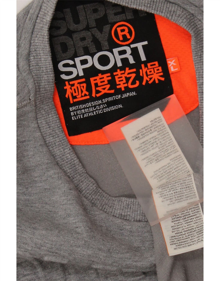 SUPERDRY moletom gráfico masculino Jumper XL cinza algodão manchado