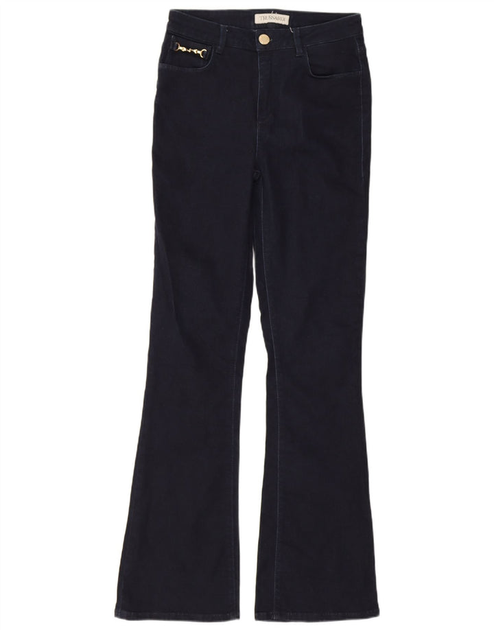 Trussardi Calça jeans feminina larga W26 L31 algodão azul marinho