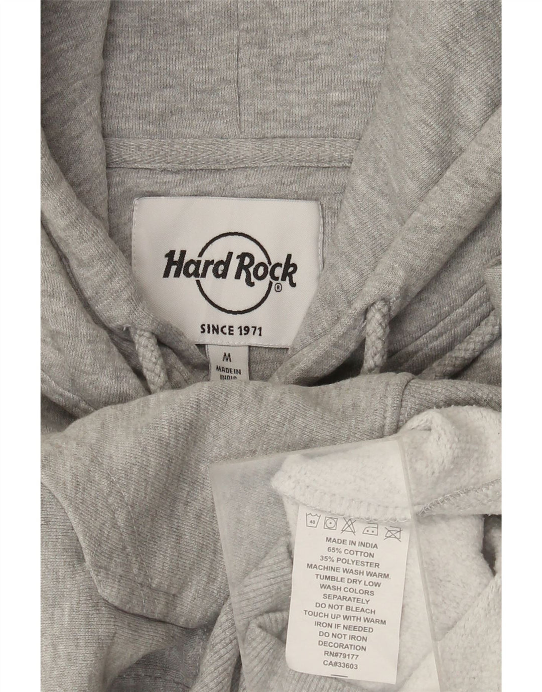 Hard Rock Cafe Mens Bruxelas angustiado moletom com capuz cinza médio manchado