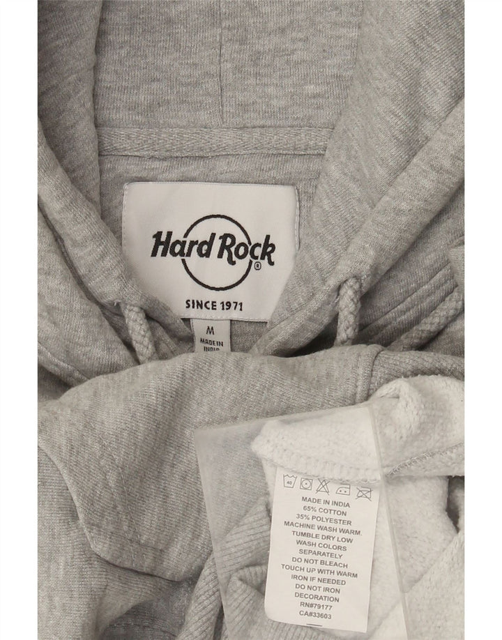 Hard Rock Cafe Mens Bruxelas angustiado moletom com capuz cinza médio manchado