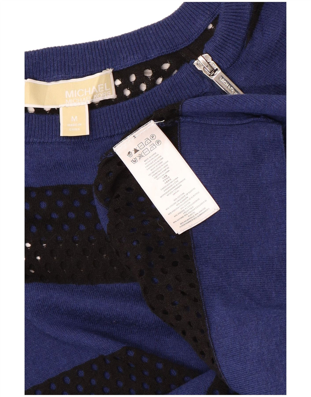 Suéter feminino MICHAEL KORS com gola canoa UK 12 listrado azul médio