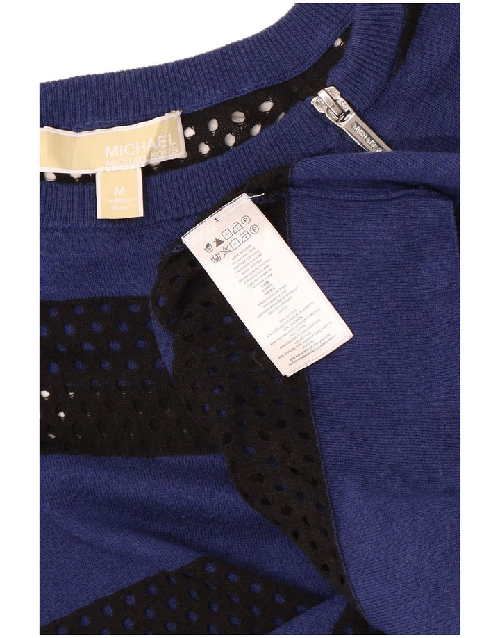 Suéter feminino MICHAEL KORS com gola canoa UK 12 listrado azul médio