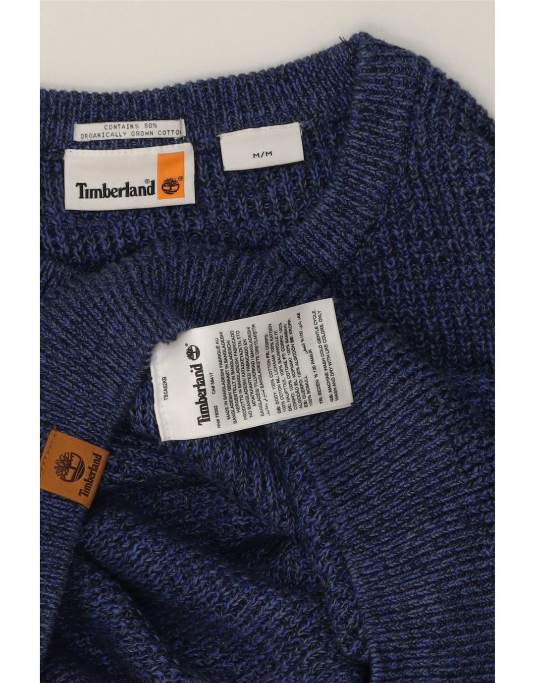 Suéter masculino Timberland com gola redonda e algodão azul médio