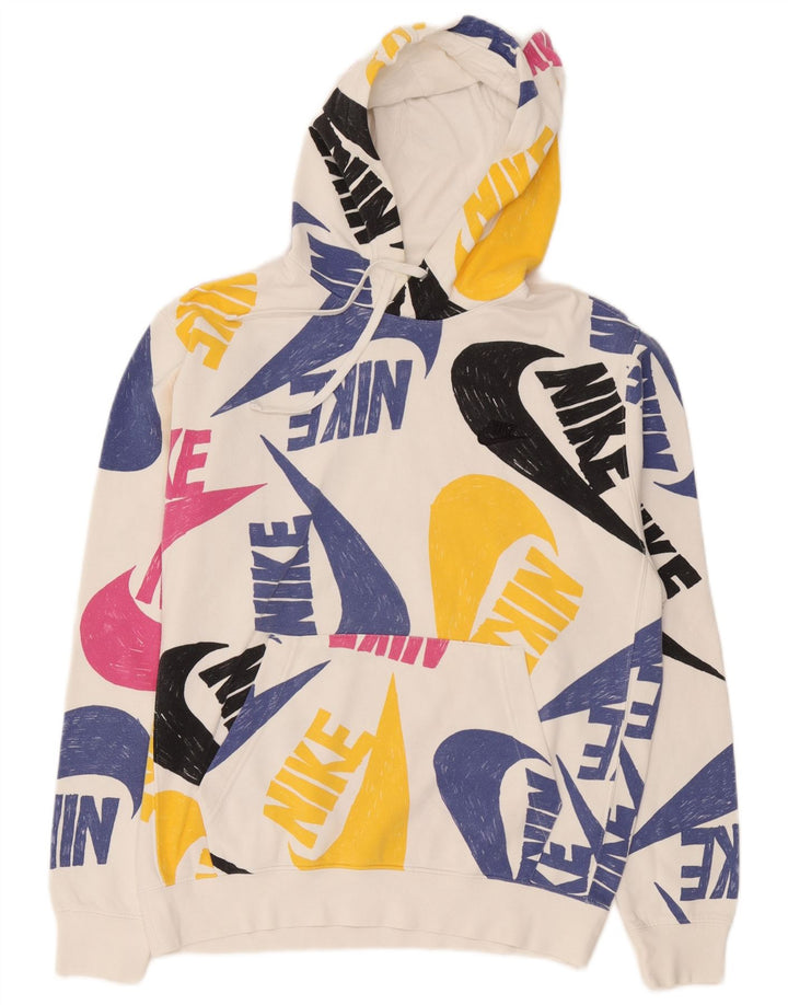 Nike masculino gráfico moletom com capuz médio algodão branco