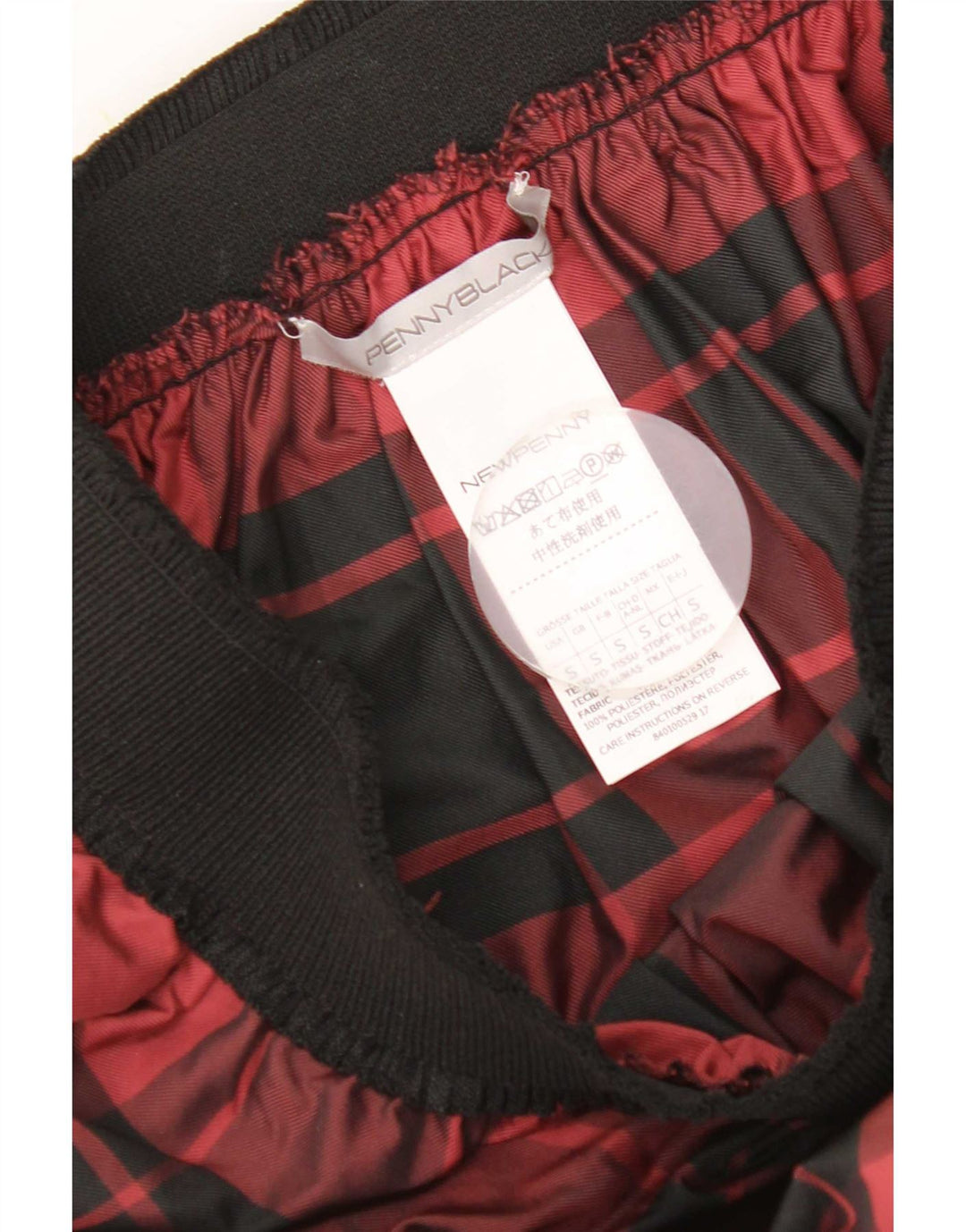 Saia alargada feminina Penny Black pequena W26 Borgonha xadrez poliéster