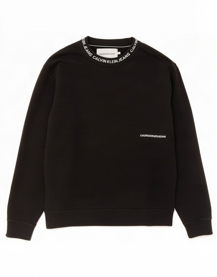 Calvin Klein Jeans Masculino moletom gráfico jumper médio algodão preto