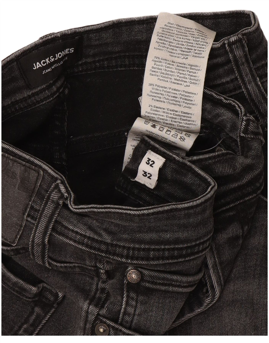 Jack & Jones Masculino GLENN Slim Jeans W32 L32 Cinza Algodão