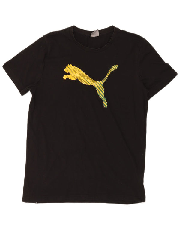 Camiseta masculina PUMA com estampa gráfica grande de algodão preto