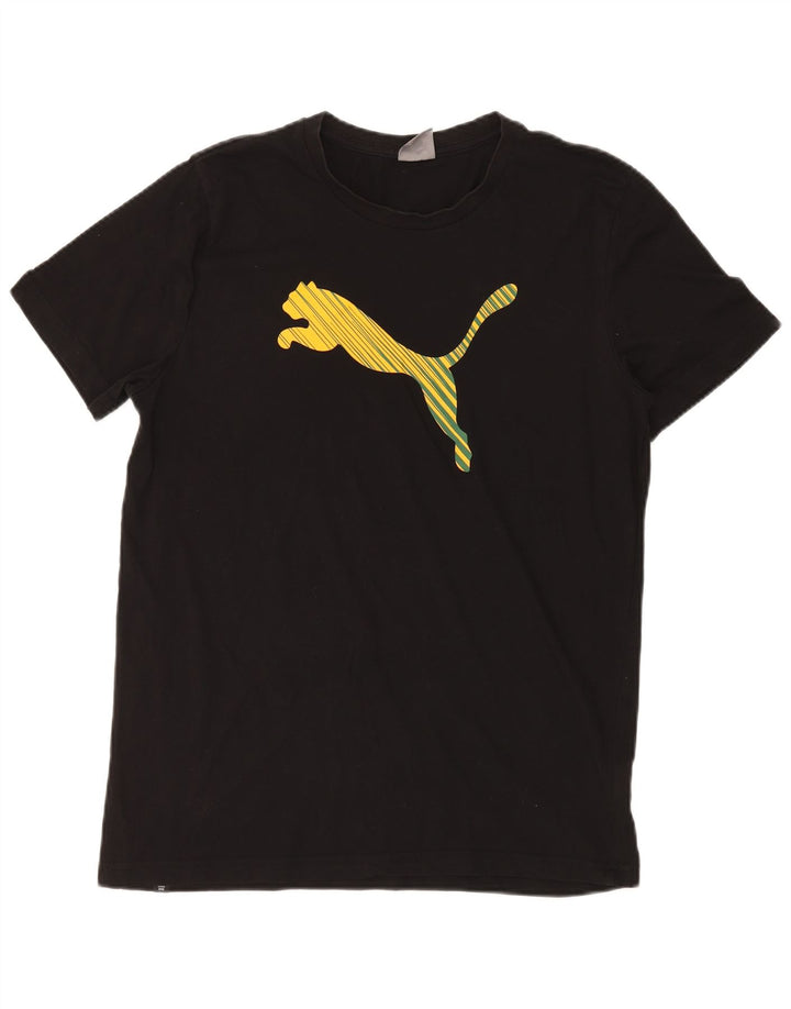 Camiseta masculina PUMA com estampa gráfica grande de algodão preto