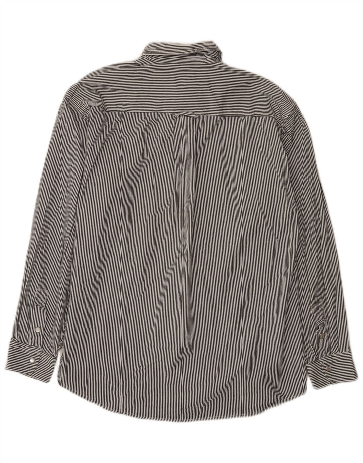 Wrangler Camisa masculina cinza médio listrado algodão