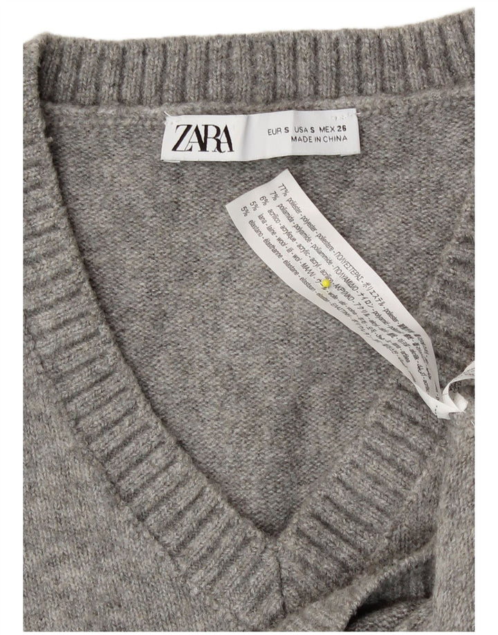 Zara Womens Crop Vest Tank Top UK 10 Pequeno Cinza