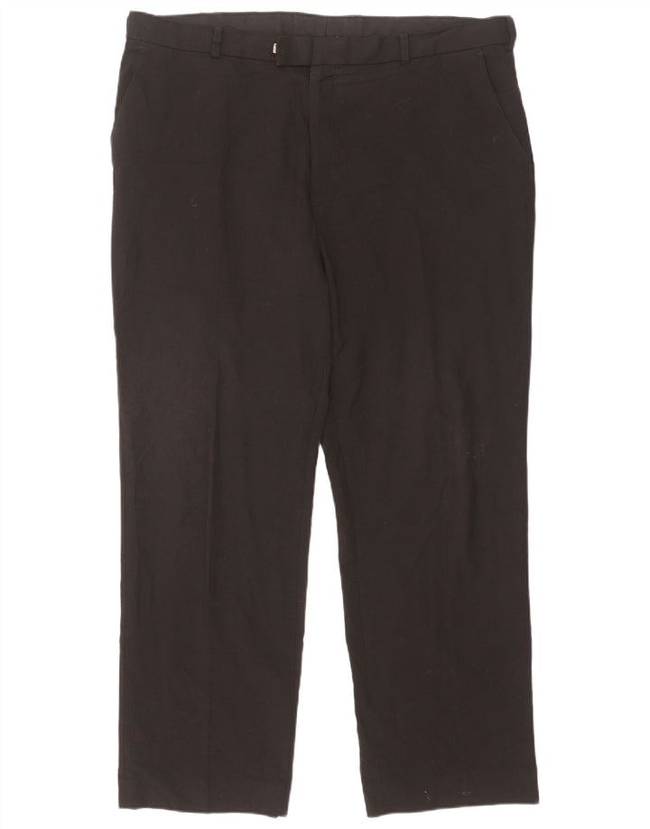 Calça masculina de terno reto sob medida Marks & Spencer W40 L31 preta