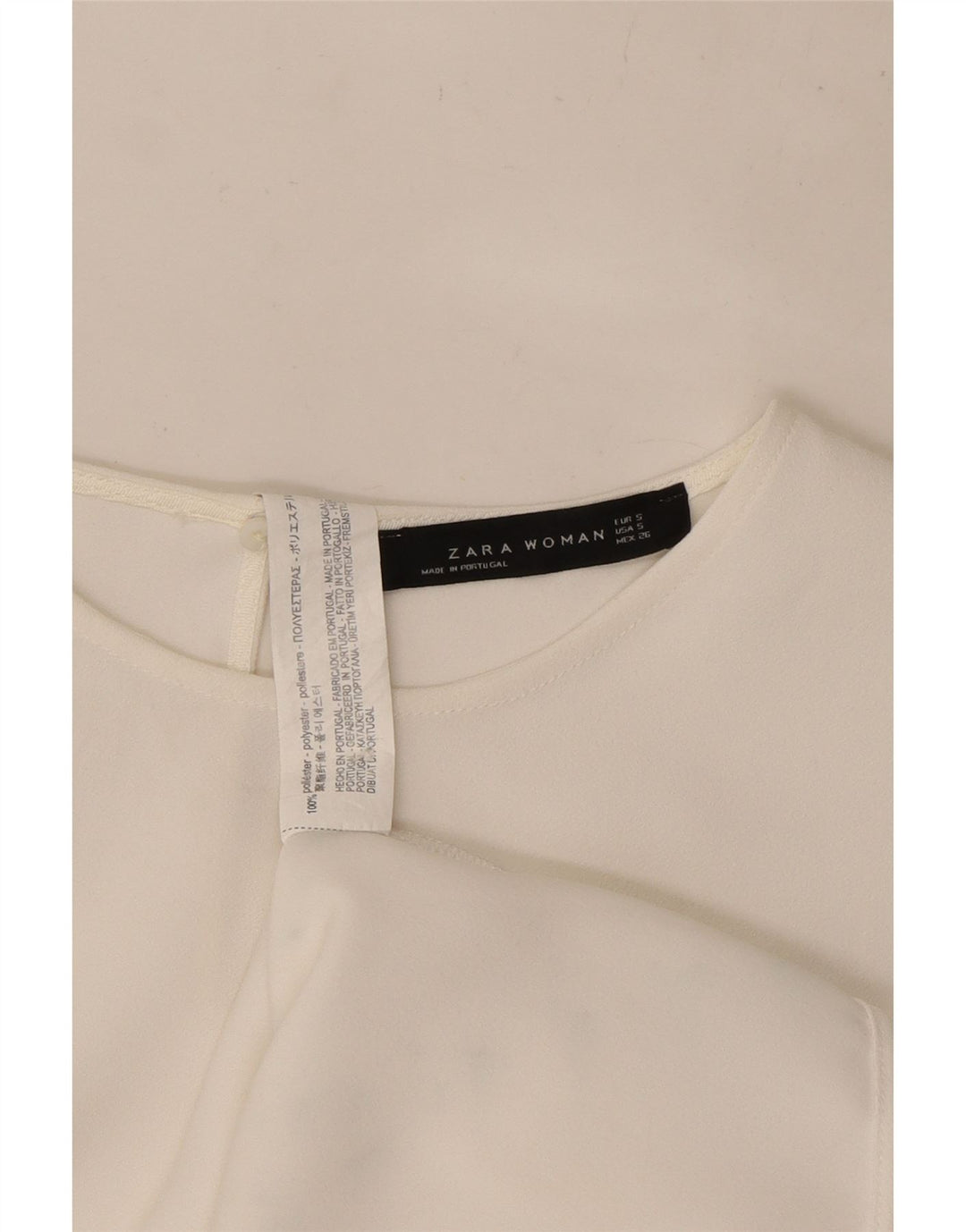 Blusa feminina Zara Batwing oversized Top UK 10 pequeno poliéster branco