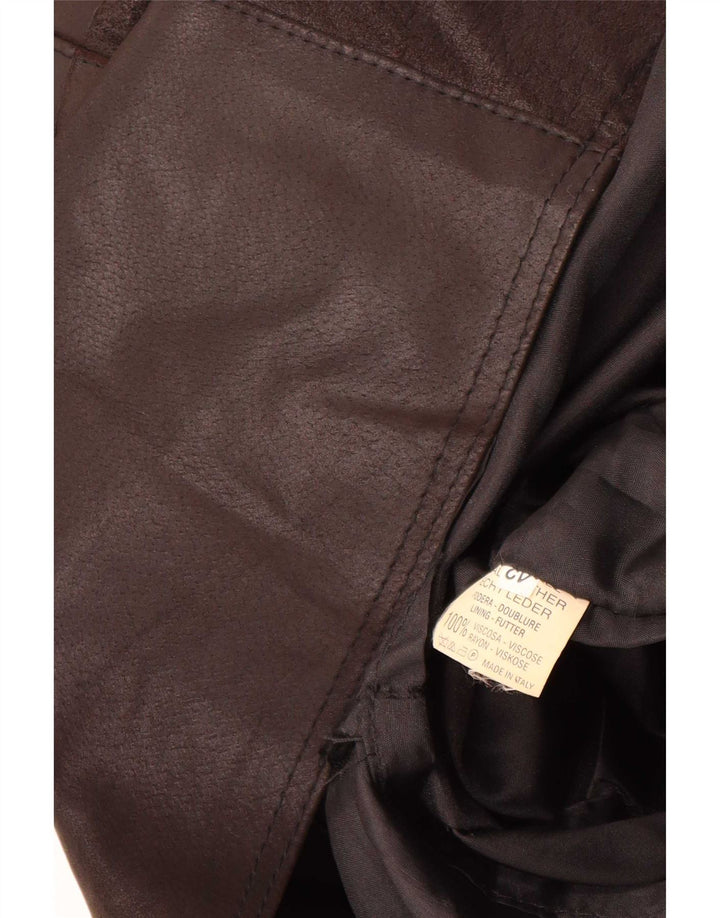 Vestido feminino vintage sem mangas com bainha de couro IT 42 médio preto
