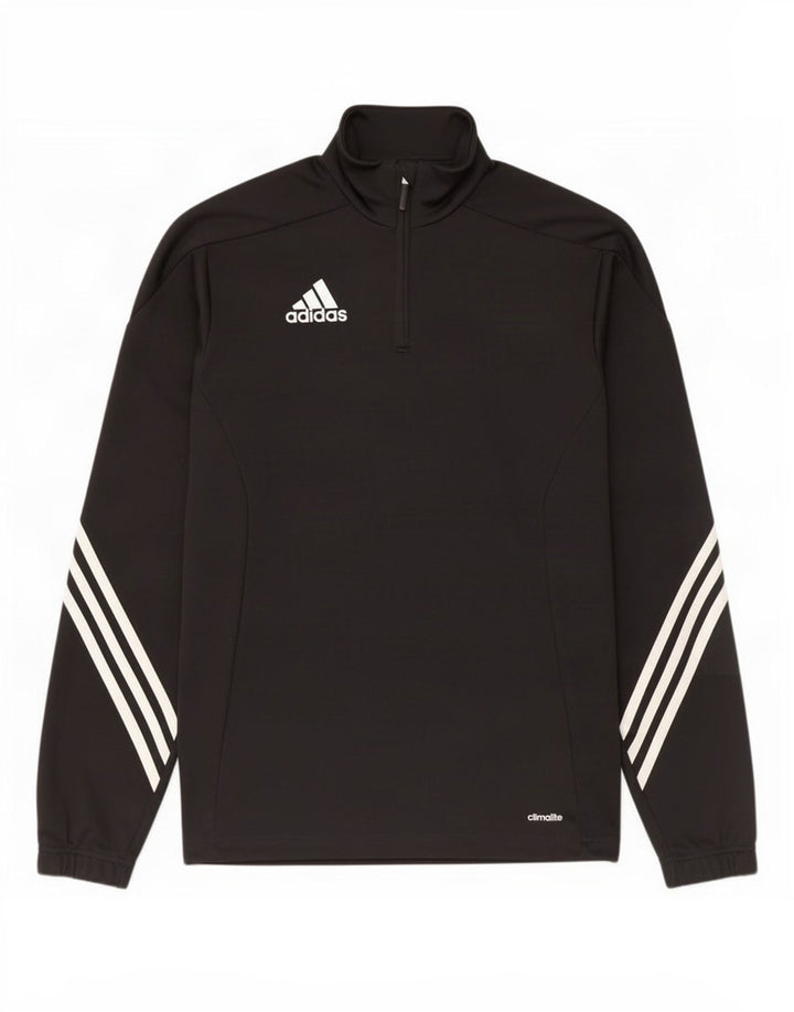 Adidas Mens Climalite Zip Neck Pullover Treino Top Pequeno Poliéster Preto