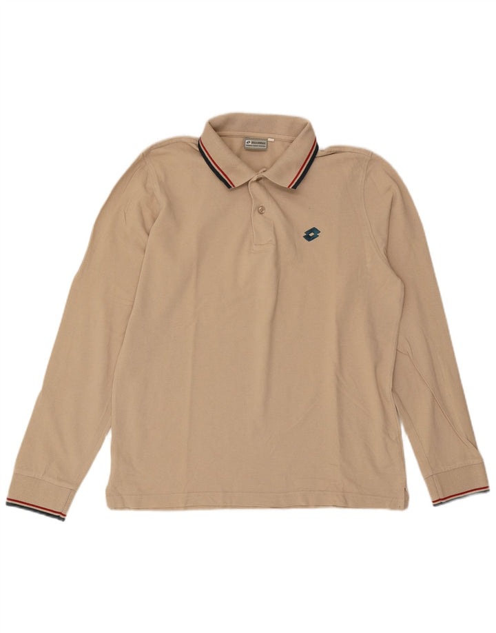 Camisa polo masculina de manga comprida Lotto algodão bege médio