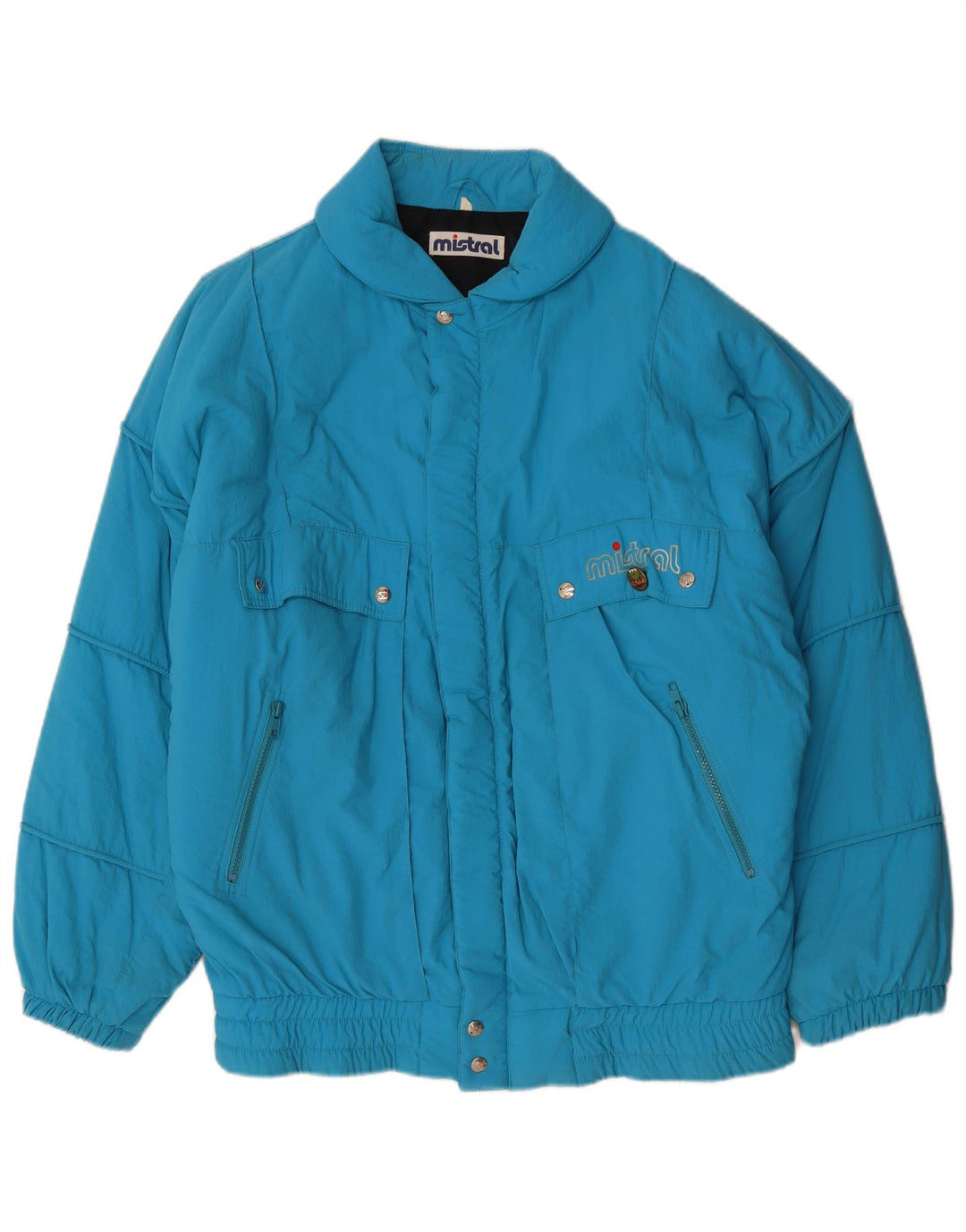 Jaqueta masculina acolchoada com ajuste solto gráfico MISTRAL Reino Unido 40 grande poliamida azul