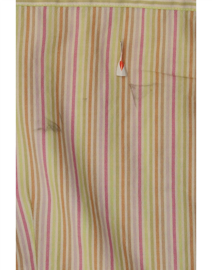 Camisa feminina Slam UK 14 grande algodão listrado bege