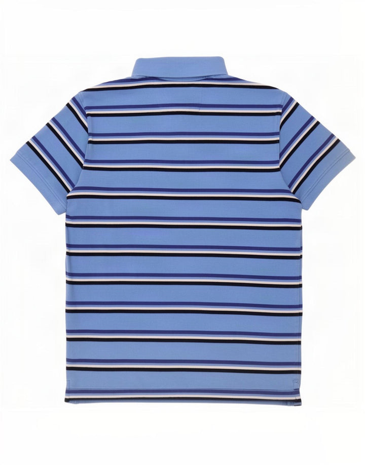 Camisa polo masculina Crew Clothing algodão listrado azul médio