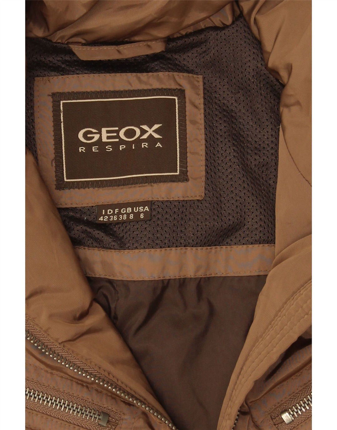 Jaqueta acolchoada de grandes dimensões Geox Womens Respira UK 8 poliéster bege pequeno