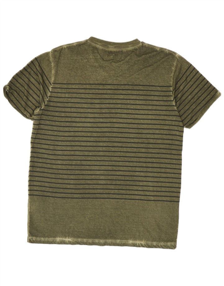 Camiseta masculina Kappa Top grande algodão listrado verde