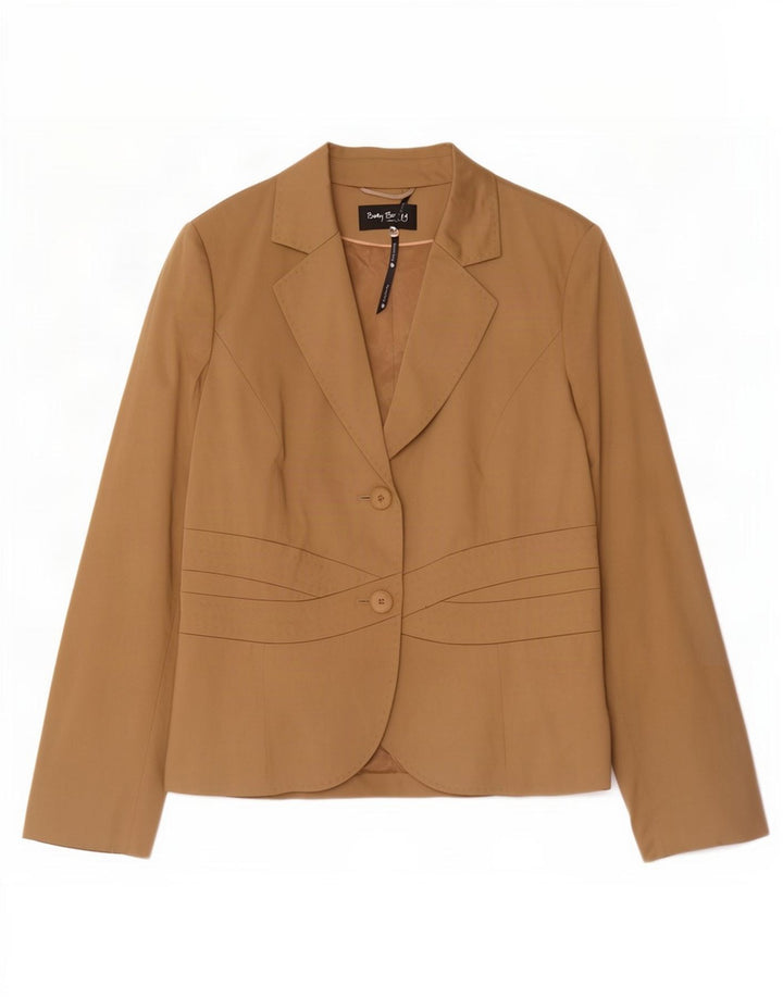 Jaqueta blazer feminina Betty Barclay com 2 botões Reino Unido 16 grande algodão bege