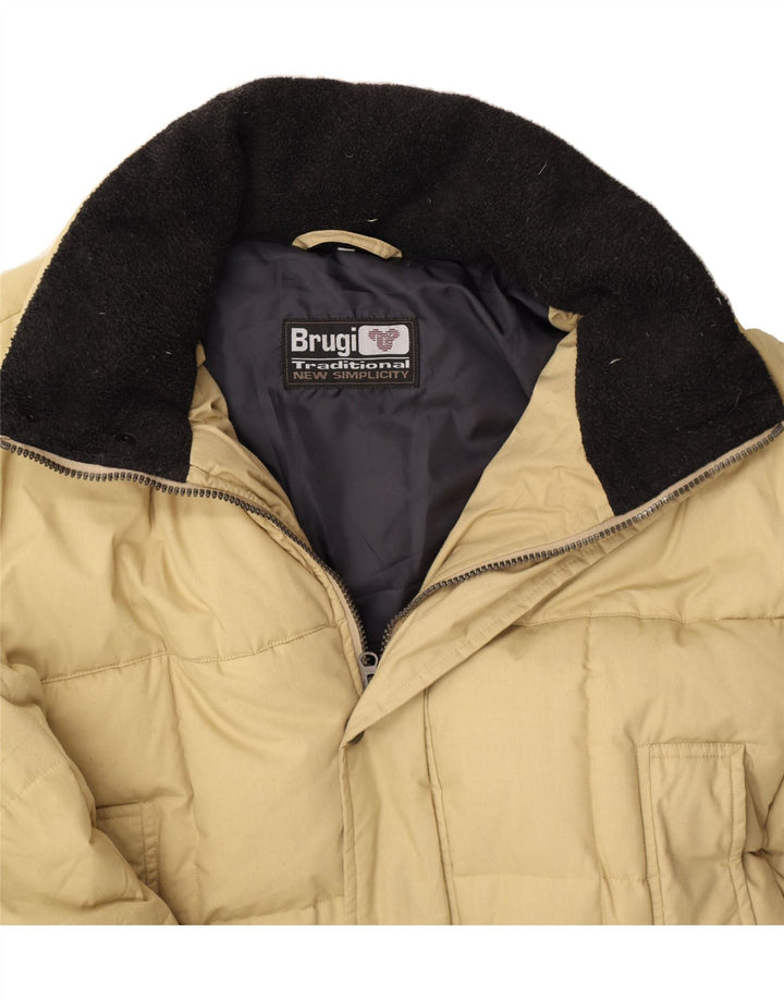 BRUGI Mens Padded Coat UK 44 2XL Beige Polyester Vintage Brugi and Second-Hand Brugi from Messina Hembry 