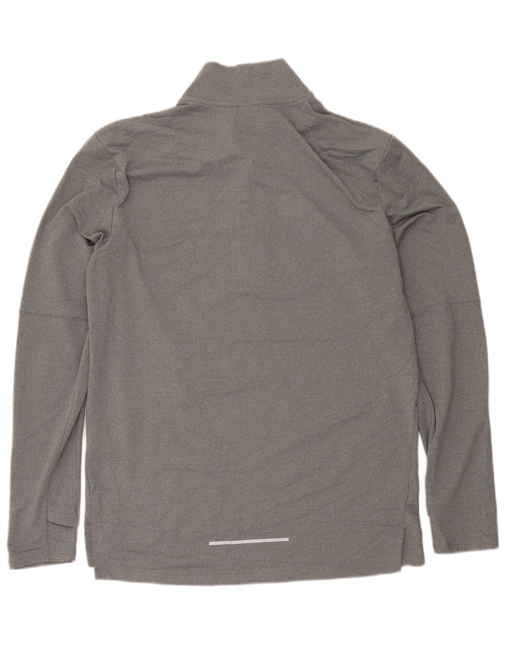 Top masculino Nike Dri Fit com zíper e manga comprida poliéster cinza médio