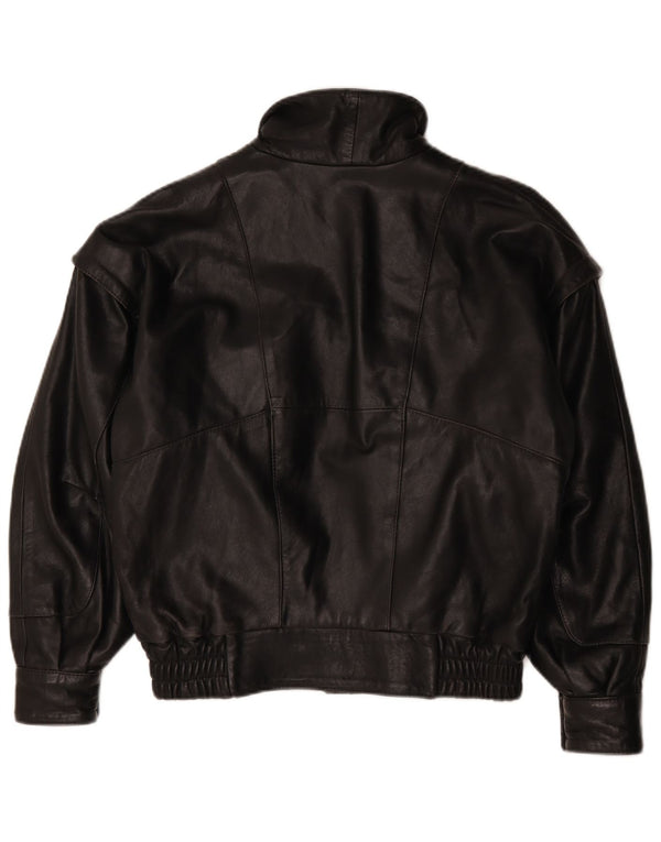 Jaqueta de couro bomber masculina vintage Reino Unido 46 3XL couro preto