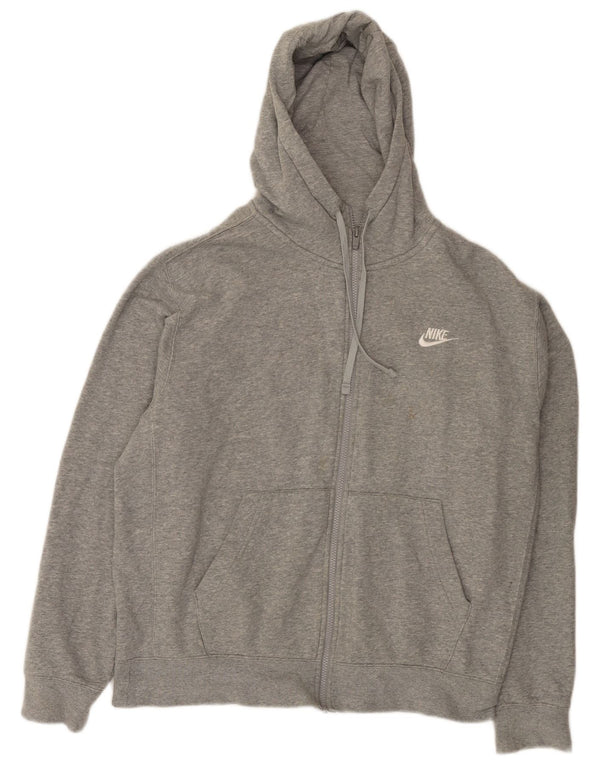 Suéter masculino Nike com capuz e zíper cinza médio algodão manchado