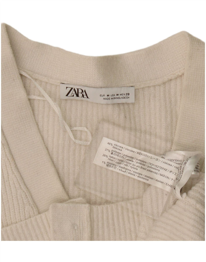 Suéter cardigã feminino Zara UK 14 médio off white viscose