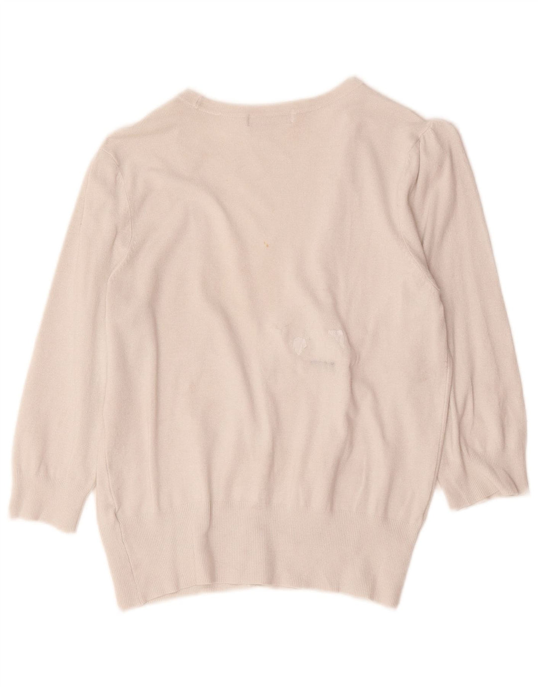 Suéter cardigã feminino de manga 3/4 da Marks & Spencer Reino Unido 14 médio off white