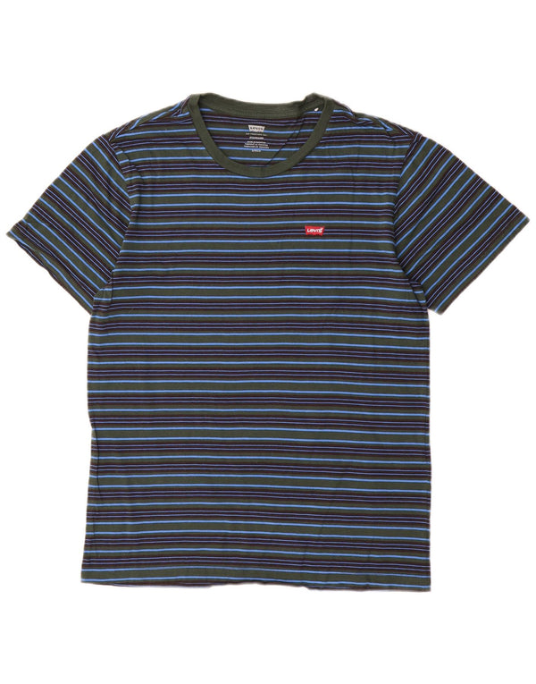 Camiseta masculina padrão Levi's Top pequeno algodão listrado azul marinho