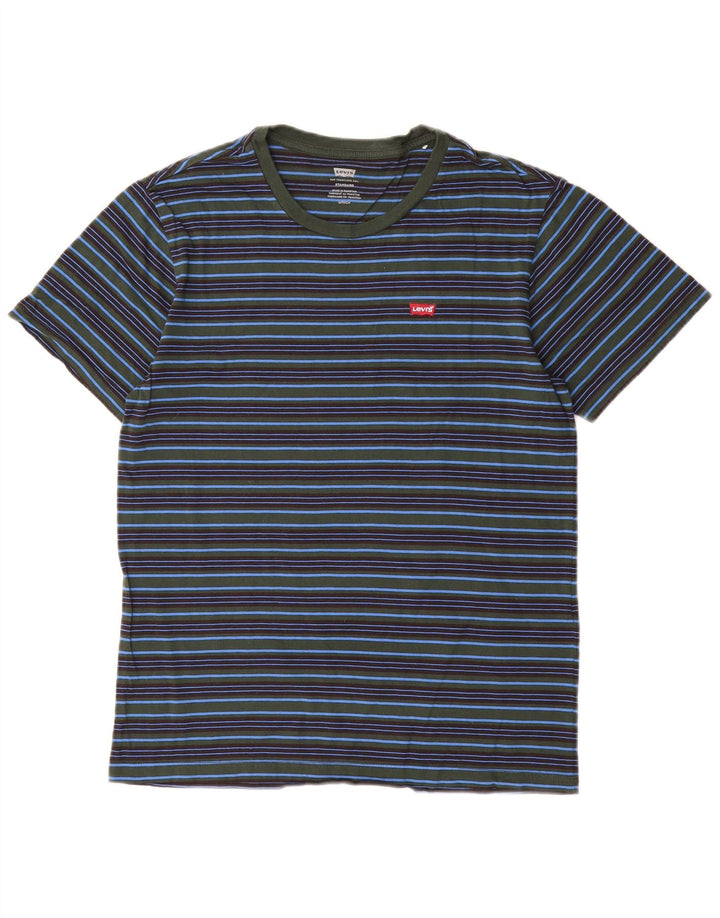 Camiseta masculina padrão Levi's Top pequeno algodão listrado azul marinho