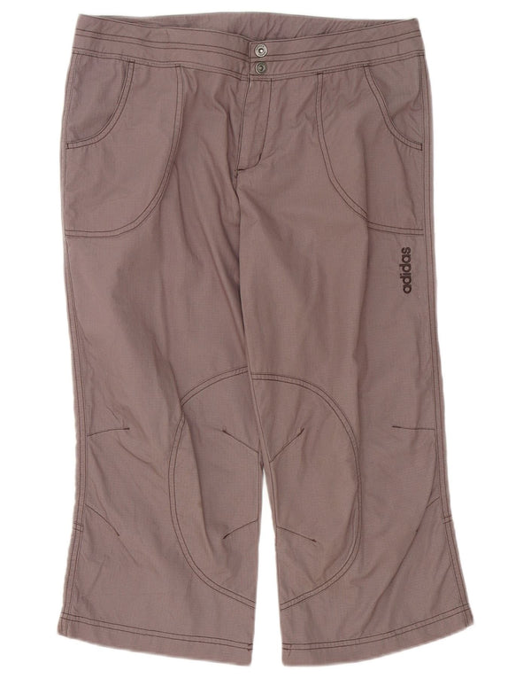 Calça capri feminina reta Adidas UK 12 médio W32 L22 algodão cinza