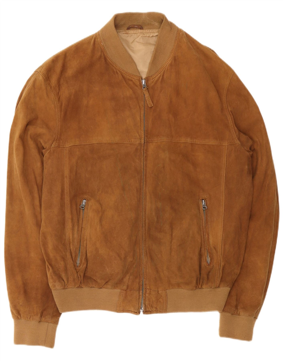 Jaqueta bomber masculina vintage de camurça Reino Unido 42 XL couro marrom
