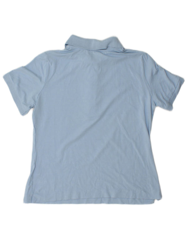 Camisa polo feminina Luisa Spagnoli UK 16 grande azul viscose