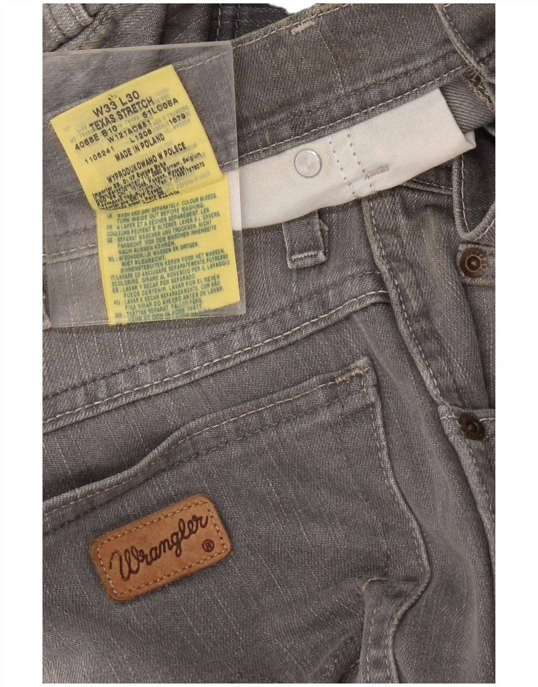 WRANGLER Masculino Texas Stretch Straight Jeans W33 L30 Algodão Cinza