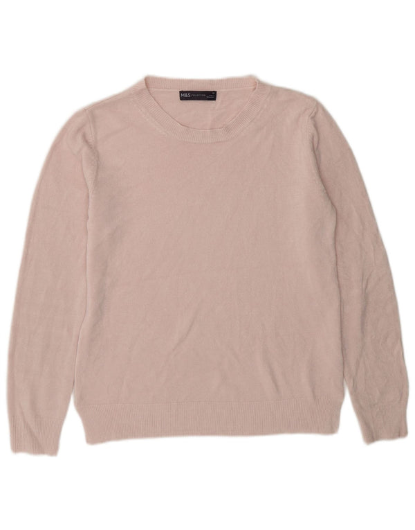Suéter feminino Marks & Spencer com gola canoa Reino Unido 10 pequeno rosa