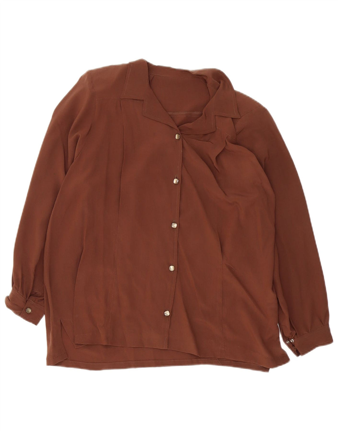 Camisa Vintage Feminina UK 12 Marrom Médio
