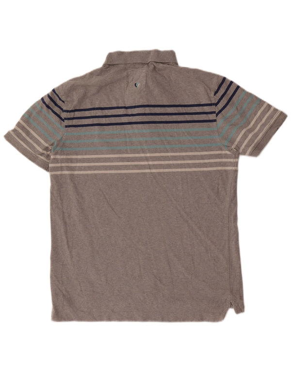 Camisa polo masculina Fat Face algodão listrado cinza médio