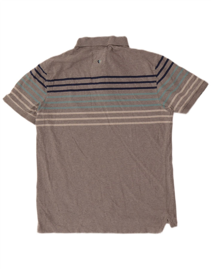 Camisa polo masculina Fat Face algodão listrado cinza médio
