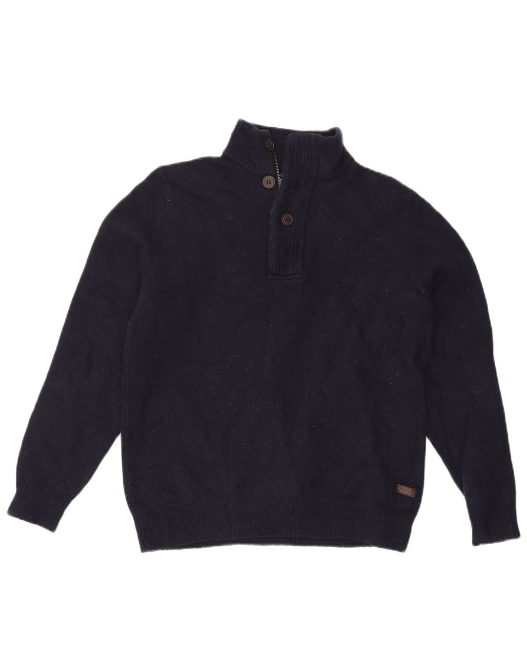 Suéter masculino Barbour com zíper e gola grande de lã azul marinho