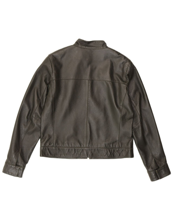 Jaqueta de couro feminina HELLINE UK 14 couro verde médio