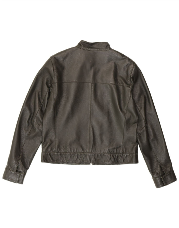 Jaqueta de couro feminina HELLINE UK 14 couro verde médio