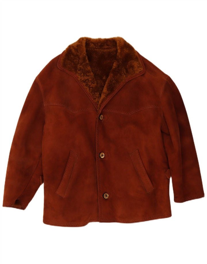 Jaqueta masculina vintage Shearling UK 38 marrom médio