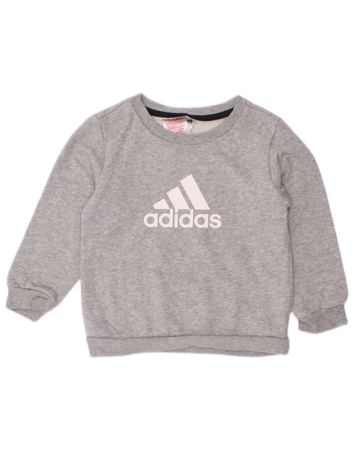 Suéter gráfico Adidas Meninos 2-3 anos algodão manchado cinza